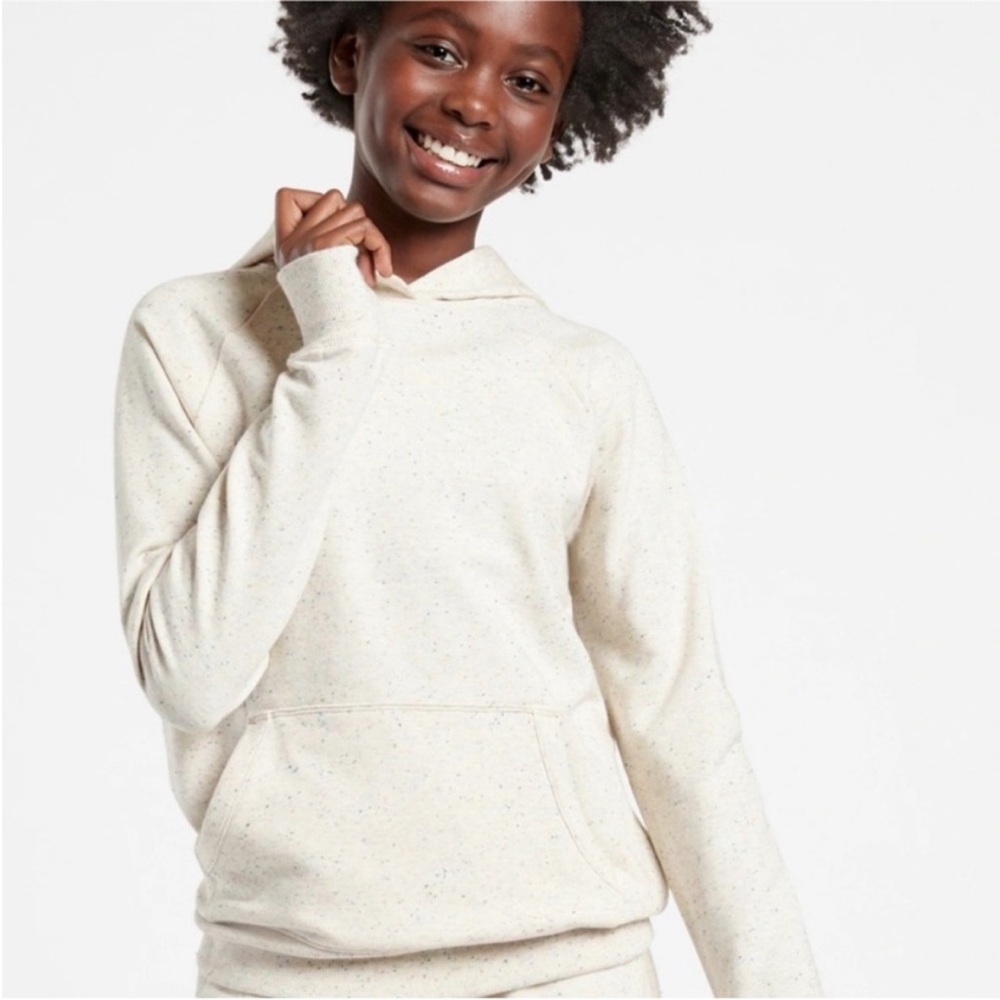 Athleta Girl In Your Element Oatmeal Speckled
Textured Long Sleeve Hoodie